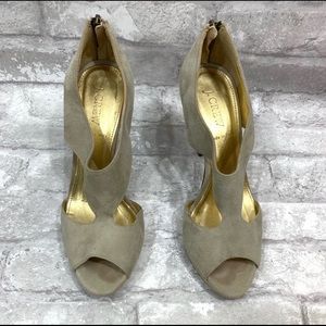 J.Crew Alecia Pumice Stone Suede Leather Peep‎ Toe